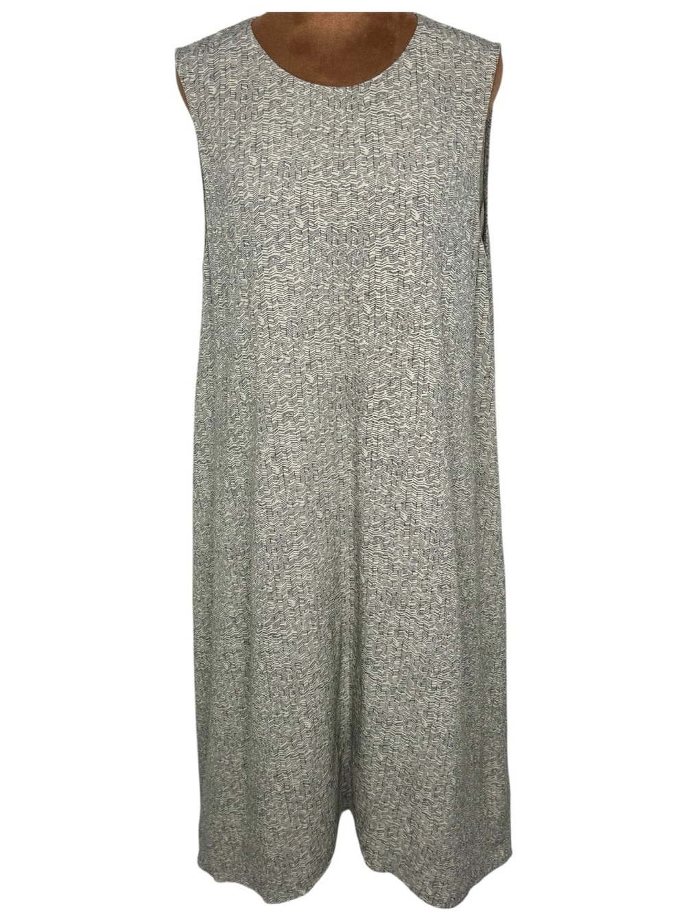Eileen Fisher Chevron Print Tencel Dress M Minimalist Quiet Luxury Midi - Picture 5 of 11